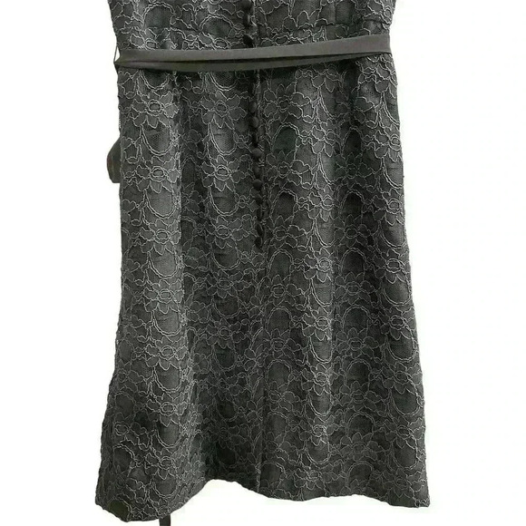 Mori Lee Dark Gray Lace Evening Gown Size 10 Sleeveless V-Neck Short Dress - Picture 6 of 16